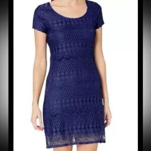 New Tiana B Crochet Lace Overlay Dress Women’s Size XXL Blue